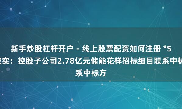 新手炒股杠杆开户 - 线上股票配资如何注册 *ST宝实:控股子公司2.78亿元储能花样招标细目联系中标方