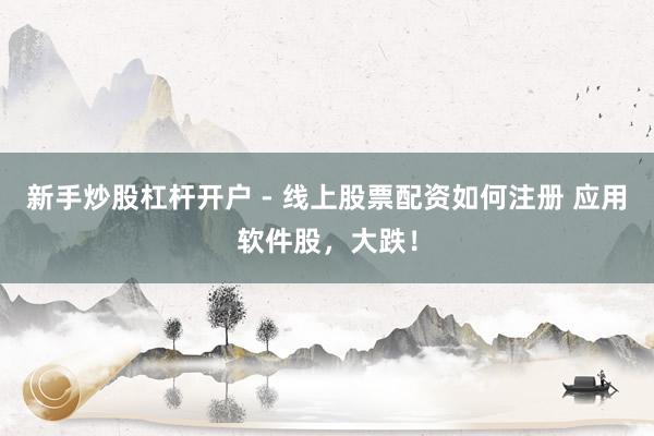 新手炒股杠杆开户 - 线上股票配资如何注册 应用软件股，大跌！