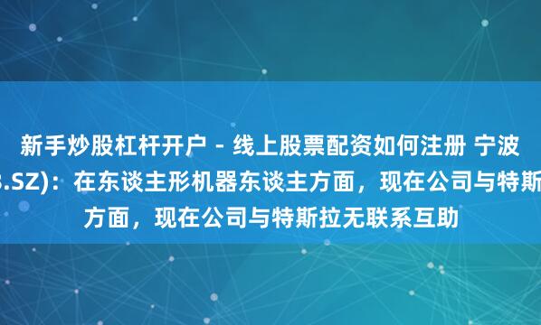 新手炒股杠杆开户 - 线上股票配资如何注册 宁波耿介(300998.SZ)：在东谈主形机器东谈主方面，现在公司与特斯拉无联系互助