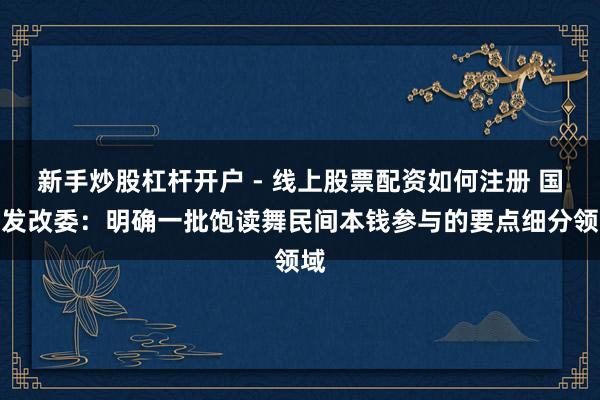 新手炒股杠杆开户 - 线上股票配资如何注册 国度发改委：明确一批饱读舞民间本钱参与的要点细分领域