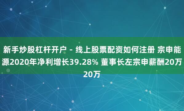 新手炒股杠杆开户 - 线上股票配资如何注册 宗申能源2020年净利增长39.28% 董事长左宗申薪酬20万