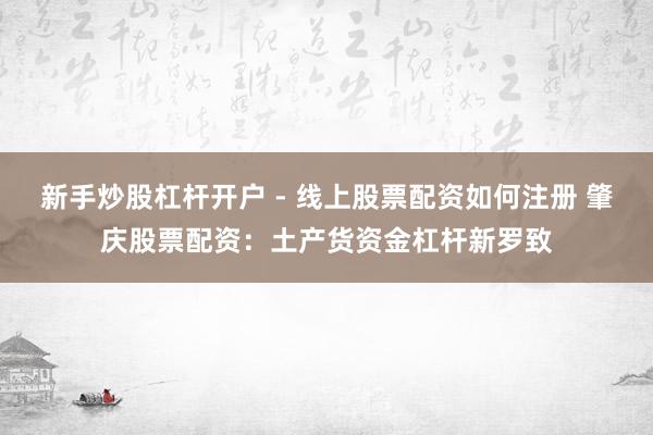 新手炒股杠杆开户 - 线上股票配资如何注册 肇庆股票配资：土产货资金杠杆新罗致